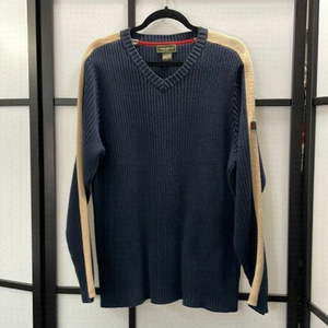 [xl] Eddie Bauer Men’s Vintage Navy Blue Thick Ribbed Cotton Heavyweight Sweater